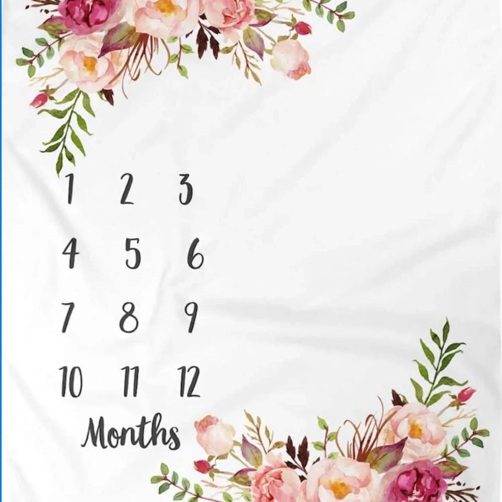 New white floral boho Baby month blanket - Picture 1 of 3